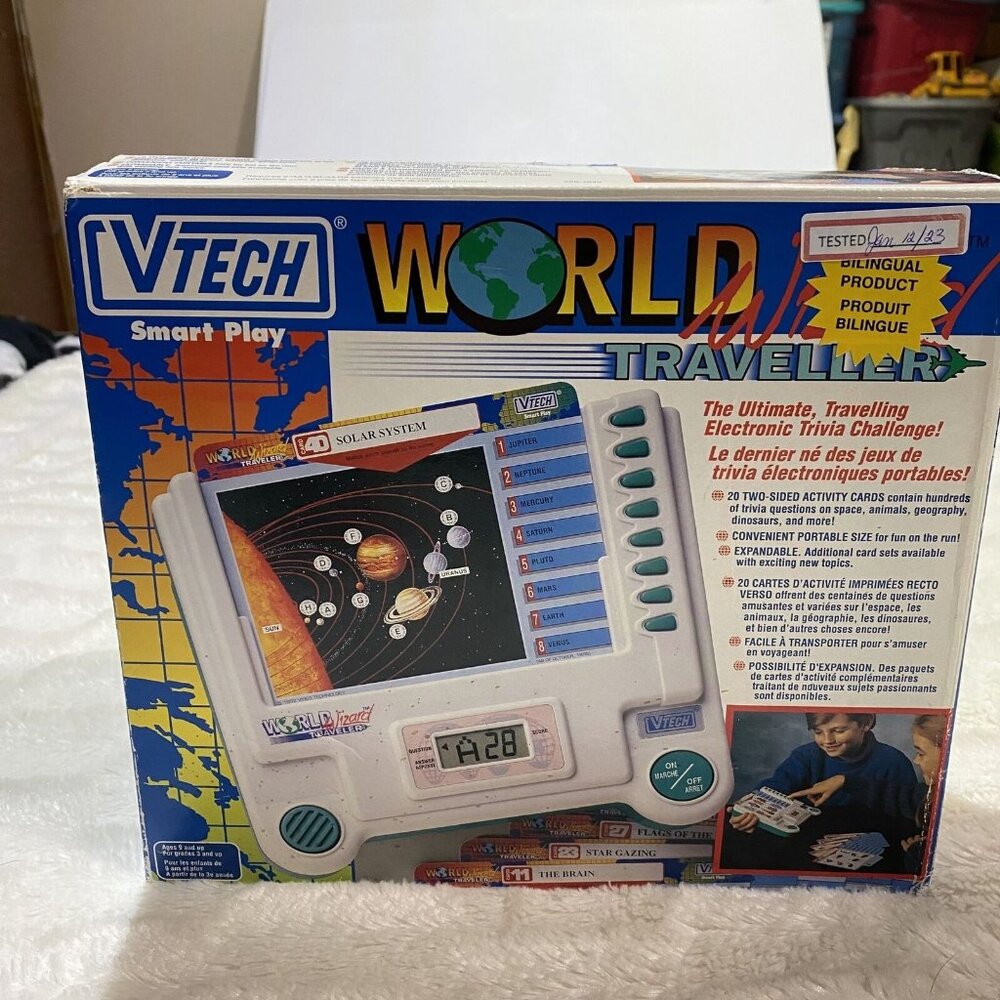 Vintage V-Tech Wizard World Traveller Quiz Science Electronic Learning Game